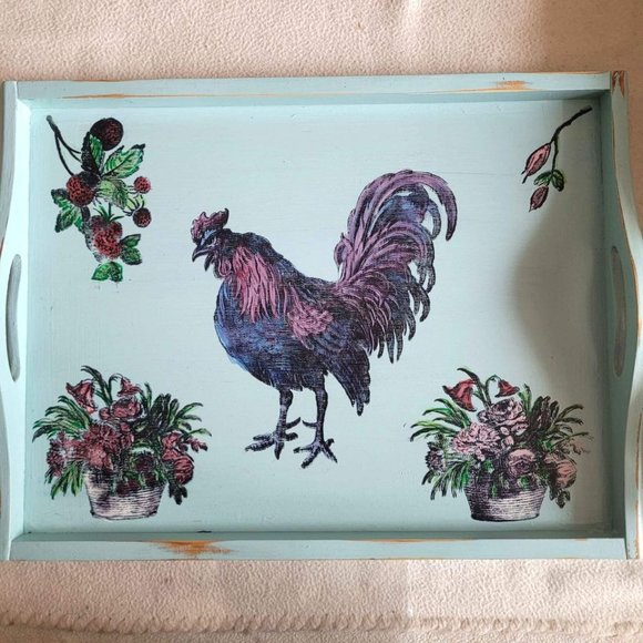 One Hand painted Wooden Tray ,some have both paint and decoupage - Picture 1 of 2